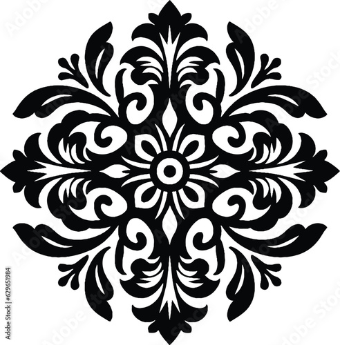 Mandala Pattern Stencil doodles sketch good mood. White mandala on black Pattern Stencil Doodles Sketch