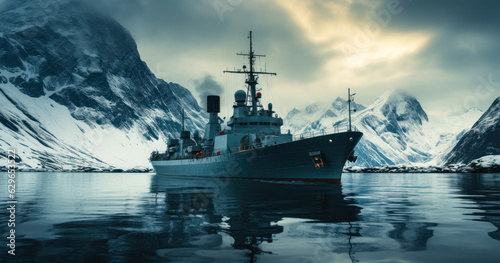 Frigid Expedition - Naval Vessel Navigating Arctic Waters
