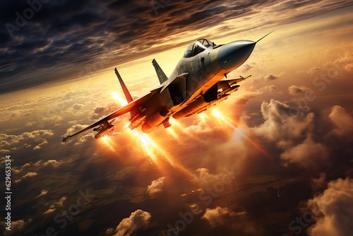 Military fighter jet. Ai art 