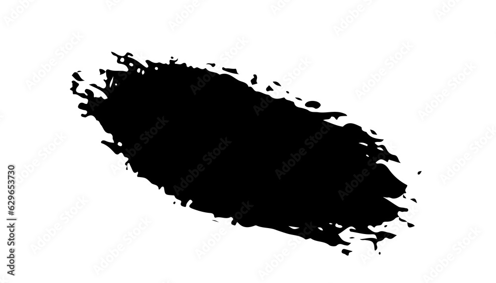 black staine brush, grunge banner, hand drawn splash. Grunge badge brush, hand drawn black