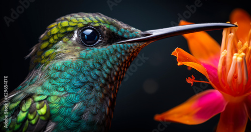 Close-Up Hummingbird: Tiny Marvel in Vibrant Colors