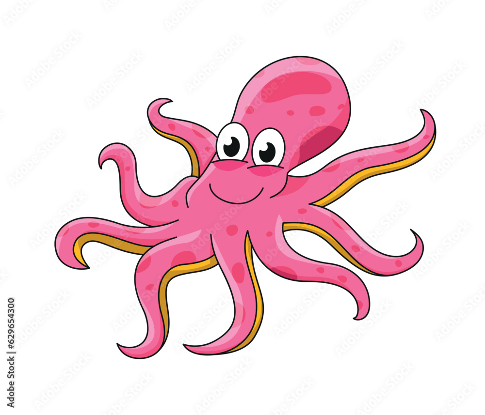 Octopus. Wildlife cartoon illustration Octopus. Wildlife cartoon illustration
