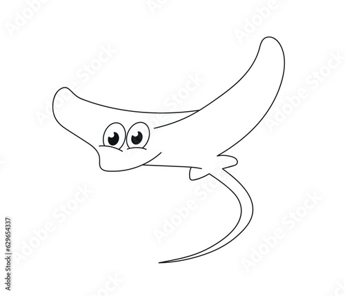 Stingray. Wildlife outline illustration