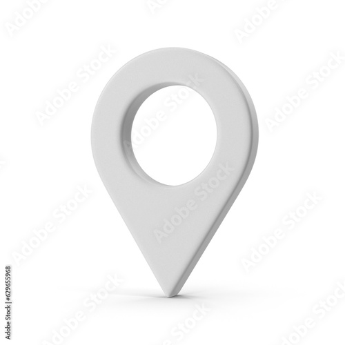 Fotografiet 3D Map Pointer, Location Map Icon, White Texture, White location pin or navigation, Web location point, pointer, Grey Pointer Icon, Location symbol