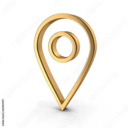 3D Map Pointer, Location Map Icon, Gold Texture, Gold location pin or navigation, Web location point, pointer, Gold Pointer Icon, Location symbol. Gps, travel, navigation, place position 3D Render