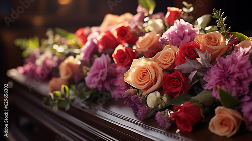 Elegant floral arrangements adorning a poignant farewell scene