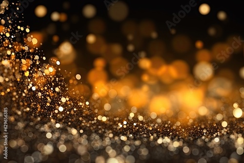 Golden Enchantment: Abstract Gold Bokeh on Dark Background (Generative AI)