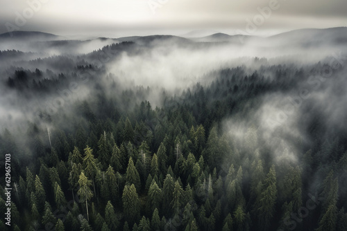 Forest with fog, Generative AI © Imagify