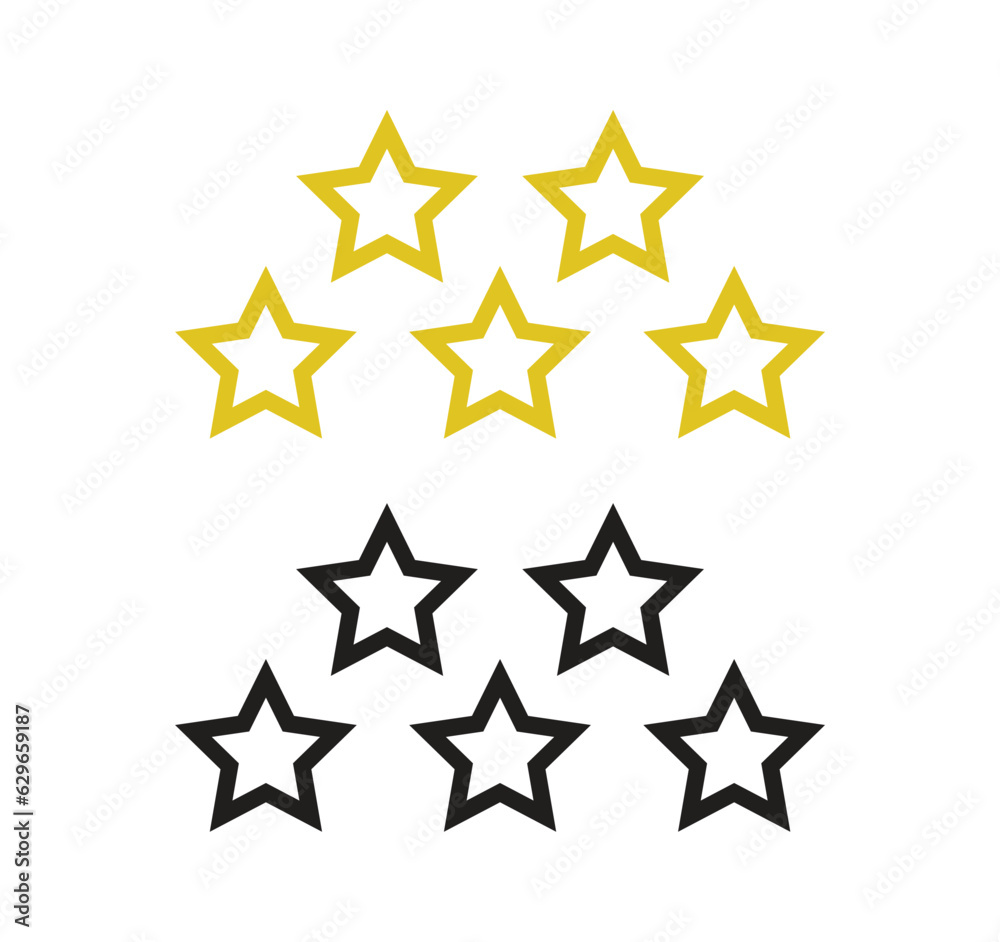 Fototapeta premium Star icon gold colour. eps vector. 2 star, 3 star, 4 star, 5 star, single star, star rating icon design.