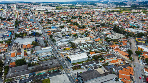 Visão aérea do centro da cidade de Suzano no estado de São Paulo. 