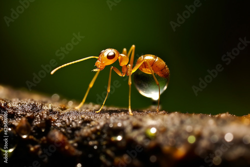 Fascinating Ant Drinking Water - Created with generative AI tools © ThePixelCraft