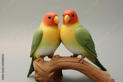 Pair of Lovebirds - Created with generative AI tools photo