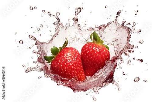 Vibrant Strawberry Splash with Slices and Elements - Created with Generative AI Tools
