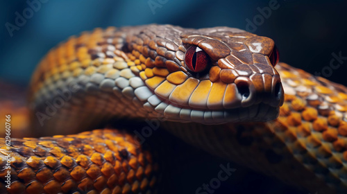 Macro of a colorful snake. ai generated  © Johannes
