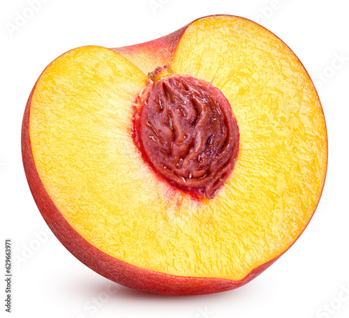 Fresh peach fruits and half
