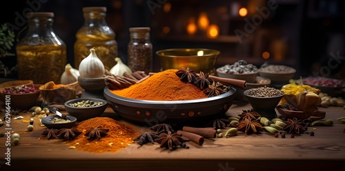 Fototapeta Naklejka Na Ścianę i Meble -  Color spice collection created with Generative AI technology 