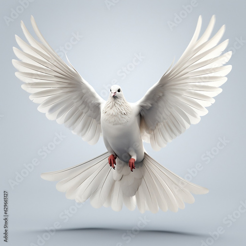 Graceful Freedom: White Dove Soaring with Spread Wings, Isolated on Transparent Background