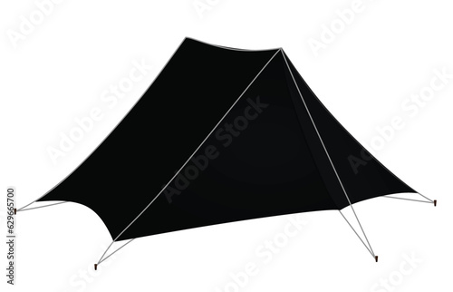 Black camping tent. vector illustration