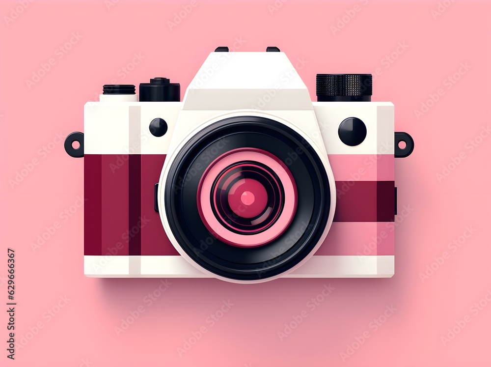 Colored camera icon 3d rendering created with Generative AI technology