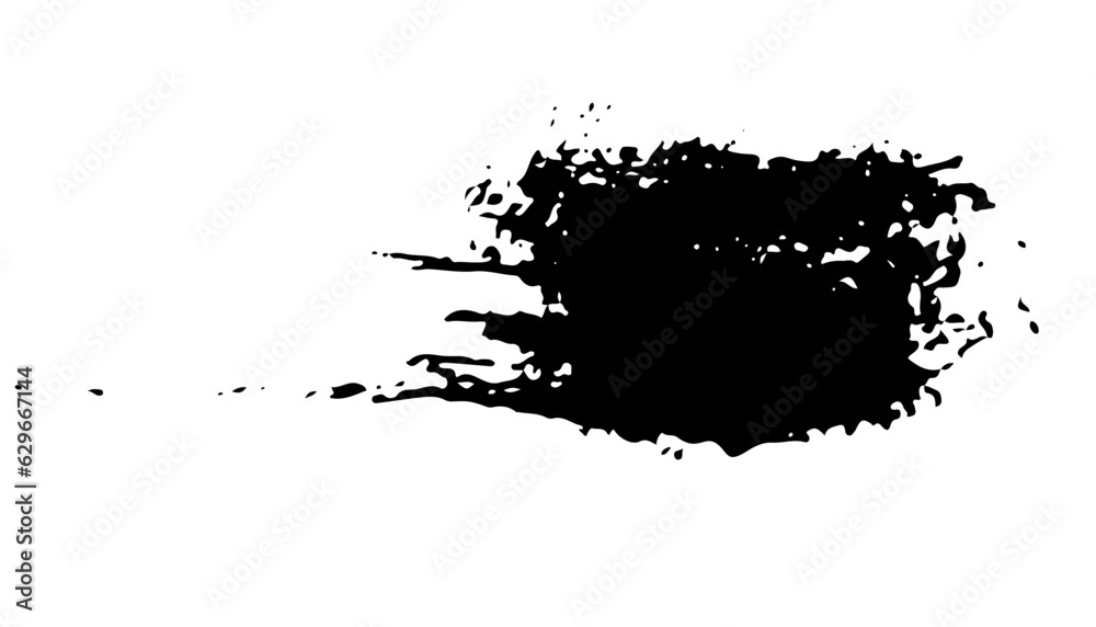 Fototapeta premium black staine brush, grunge banner, hand drawn splash. Grunge badge brush, hand drawn black