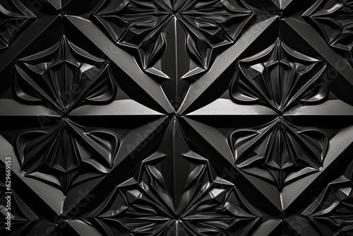 Elegant Metal Impressions: Sleek Black Pattern Wallpaper (Generative AI)
