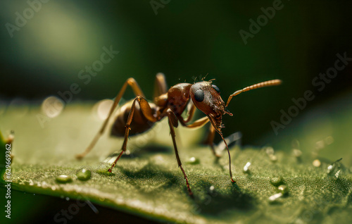 red ant on a leaf © PolacoStudios