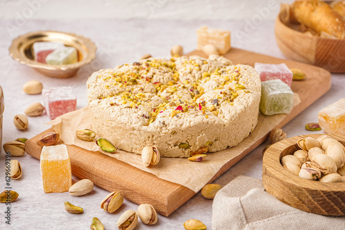 Traditional halva dessert w...