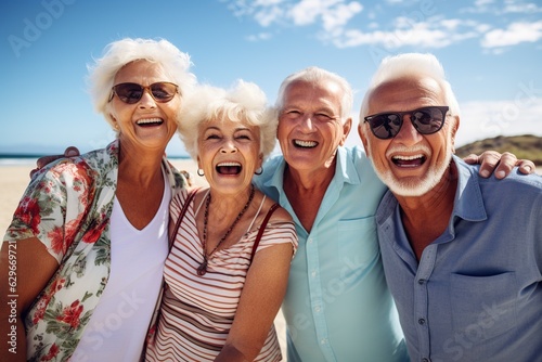 group of smiling old people on the beach © Jorge Ferreiro