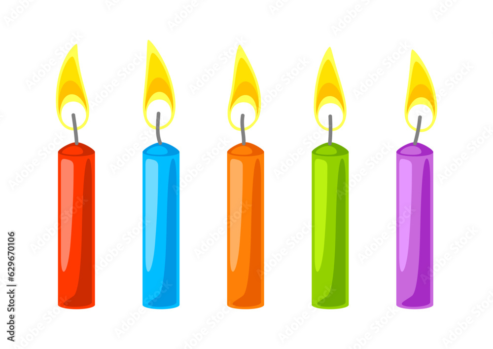 Color candles. Happy Birthday and party illustration. Color candles. Happy Birthday and party illustration.
