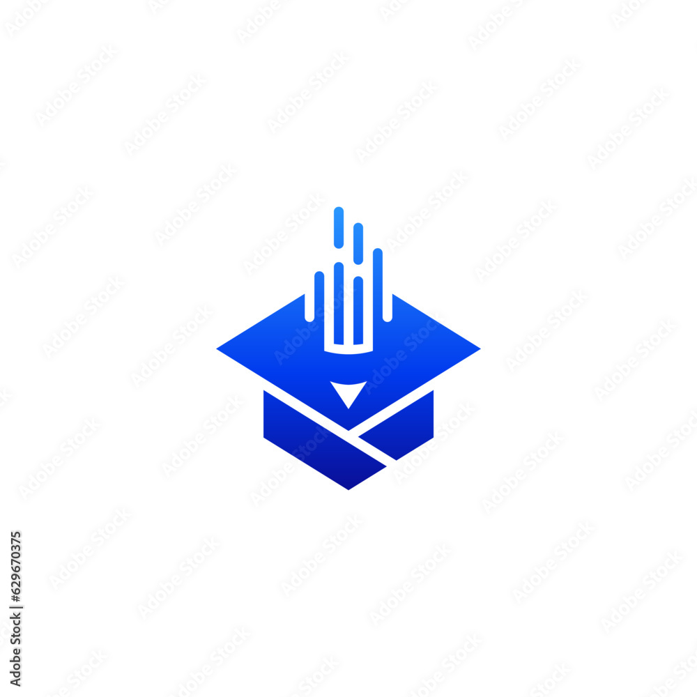 Graduation cap logo design with pencil combination with quick effect