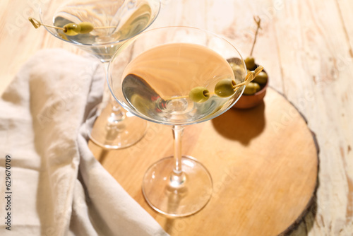 Glasses of tasty martini an...