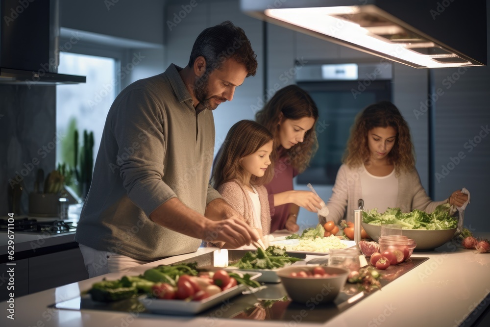 family cooking together