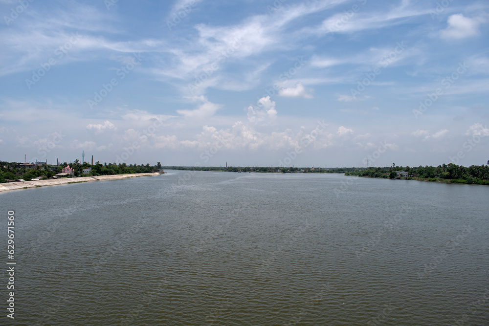 waterscape of bidyadhari river at malancha, west bengal, india
