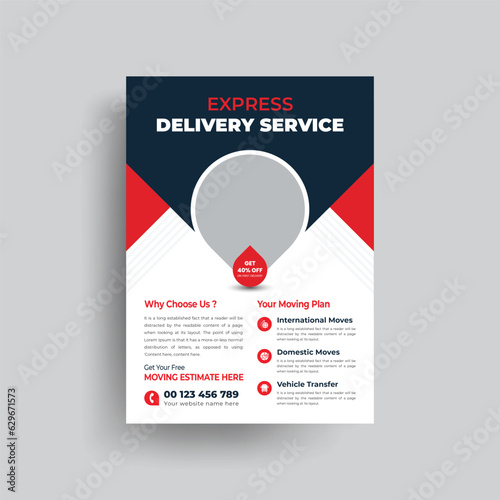 Moving Service Delivery Shipment Flyer Template Design. Reliable Moving service flyer design. Cover, Poster, A4 size, flyer design.
