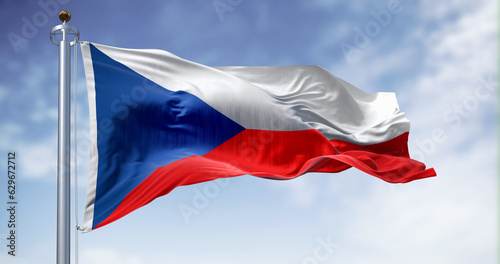 The Czech Republic national flag proudly waves on a clear day