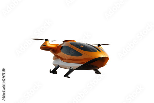 Fototapet orange passenger drone taxi isolated on transparent background