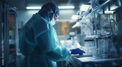 portrait of doctor in medical mask, doctor in the laboratory