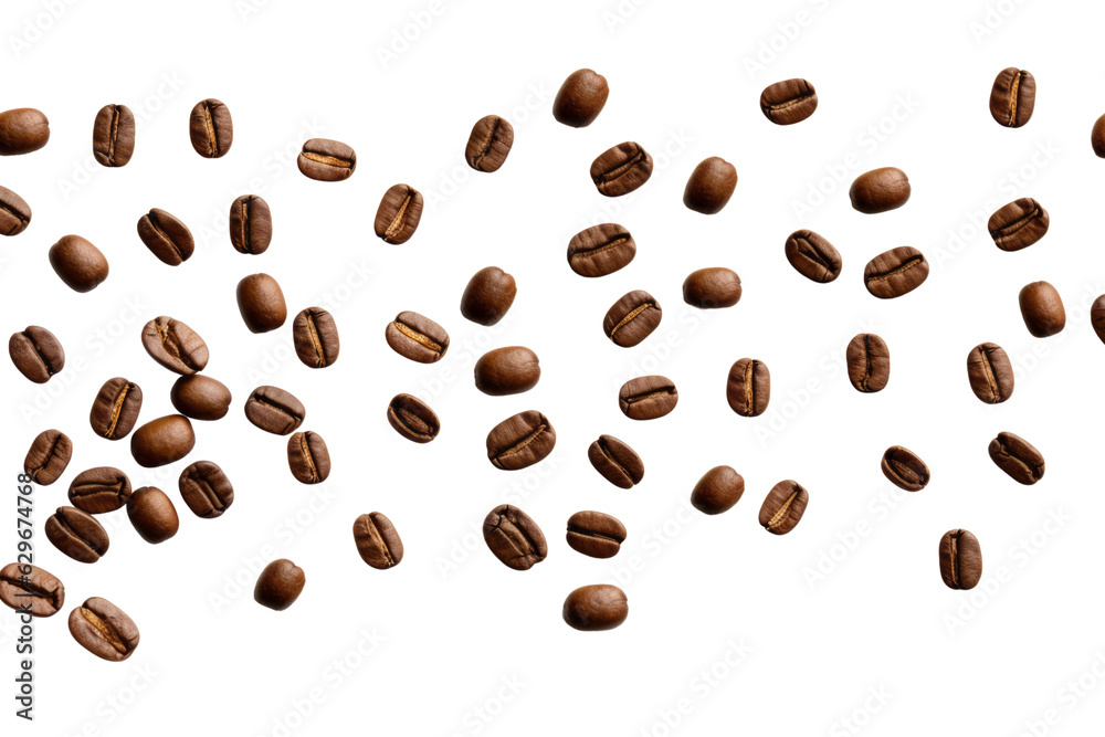 Coffee beans isolated on transparent background cutout , generative ai Coffee beans isolated on transparent background cutout , generative ai
