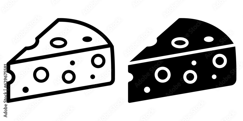 Fototapeta premium ofvs411 OutlineFilledVectorSign ofvs - cheese vector icon . isolated transparent . black outline and filled version . AI 10 / EPS 10 / PNG . g11751