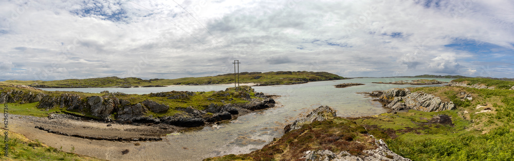 Panoramic shot of the south coast of the island Colonsay, Scotland