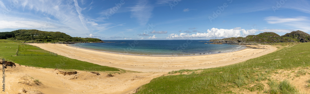 panoramic shot of Kiloran Bay on the isle of Colonsay in Scotland