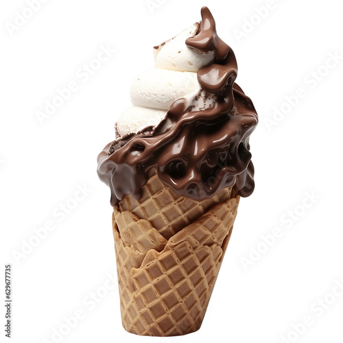 ice cream, ice cream cone, exotic, food, cone, dessert, summer, cream, cold, waffle, chocolate, sweet, transparent background 