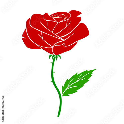 Fototapeta Naklejka Na Ścianę i Meble -  Red rose silhouette.