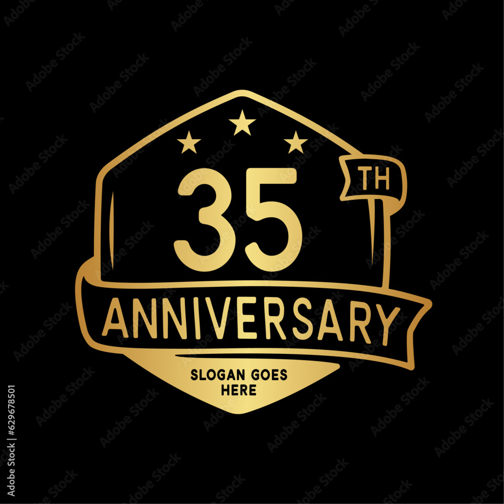 35 years anniversary celebration hexagon design template. 35th anniversary logo. Vector and illustration. 35 years anniversary celebration hexagon design template. 35th anniversary logo. Vector and illustration.