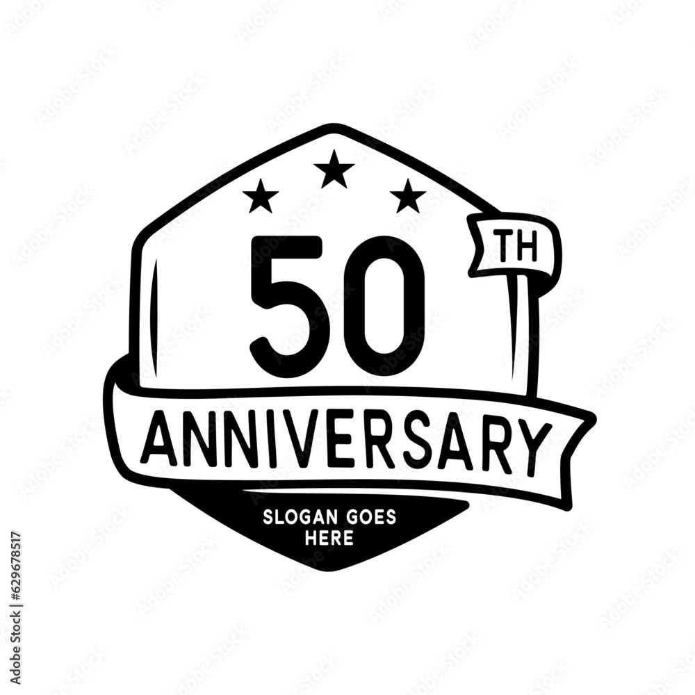 50 years anniversary celebration hexagon design template. 50th anniversary logo. Vector and illustration. 50 years anniversary celebration hexagon design template. 50th anniversary logo. Vector and illustration.