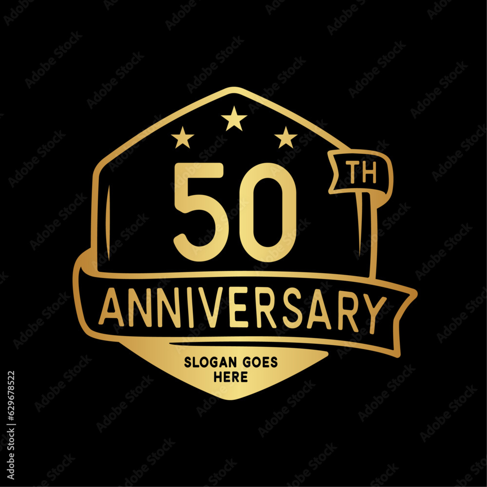 50 years anniversary celebration hexagon design template. 50th anniversary logo. Vector and illustration. 50 years anniversary celebration hexagon design template. 50th anniversary logo. Vector and illustration.