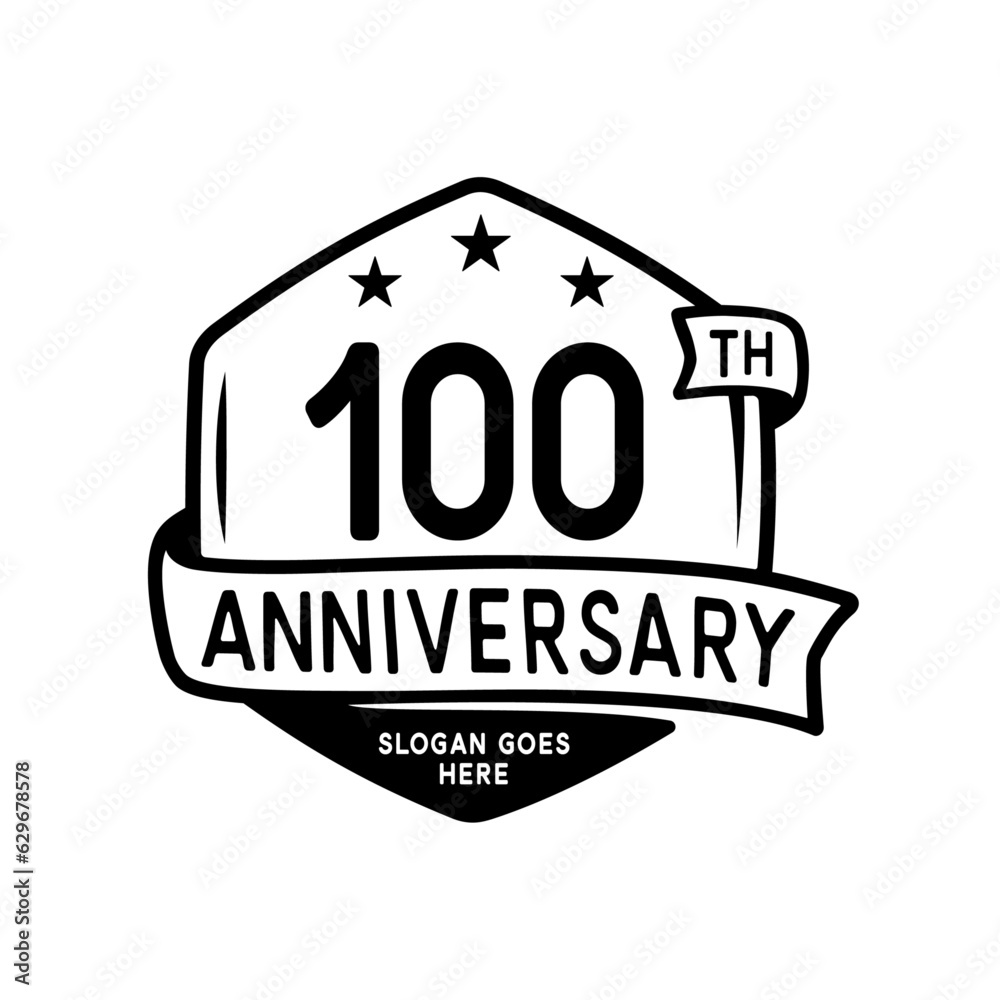 100 years anniversary celebration hexagon design template. 100th anniversary logo. Vector and illustration. 100 years anniversary celebration hexagon design template. 100th anniversary logo. Vector and illustration.
