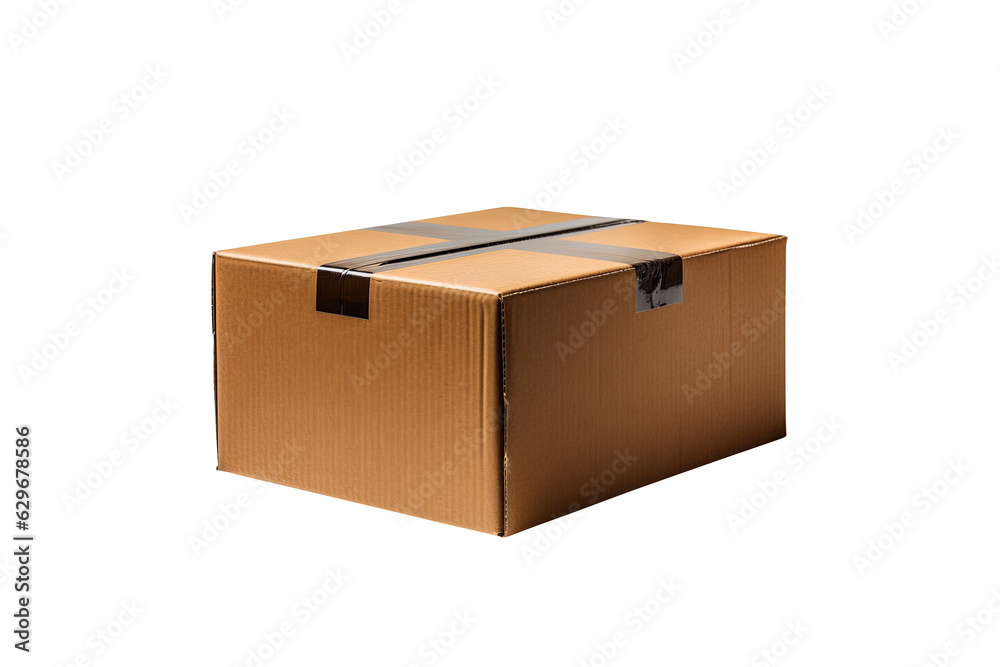 cardboard box isolated on transparent background. Generative Ai