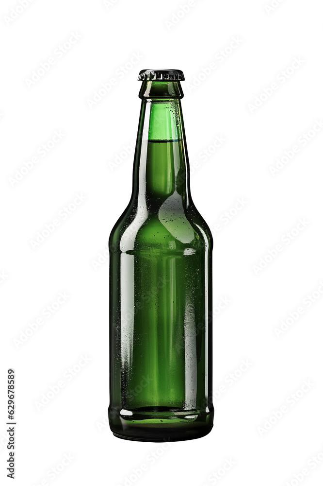 Green bottle of beer isolated on transparent background. Generative Ai Green bottle of beer isolated on transparent background. Generative Ai