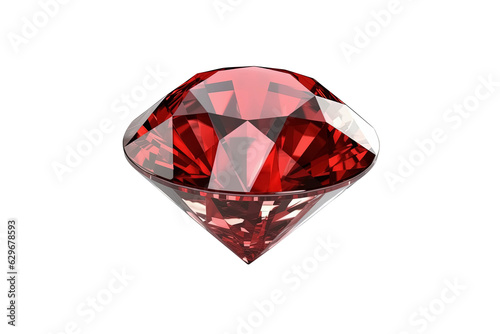 Red diamond isolated on transparent background. Generative Ai